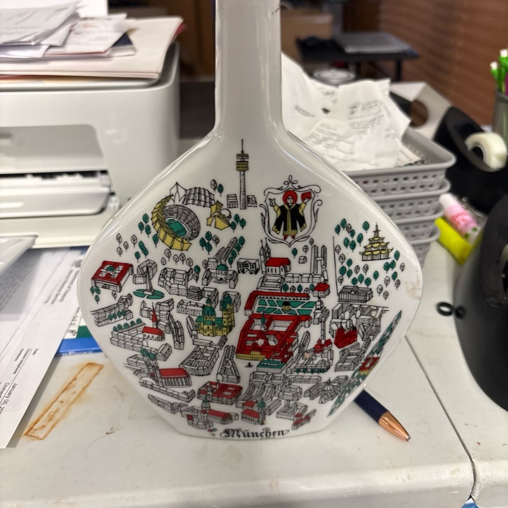 Vintage Munich Cityscape German Ceramic Porcelain Decanter